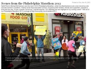 Yup, that's the RVRR cheer squad at the 2012 Philadelphia Marathon.
